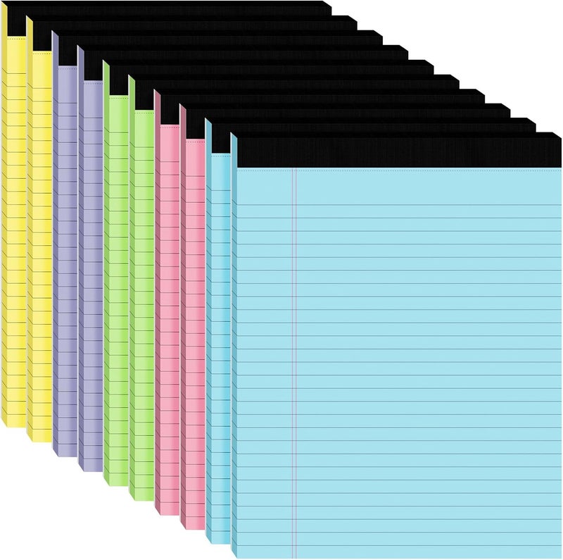 Ciphyfee 10pcs Legal Pads 8.5 x 11,Notepads 8.5 x 11 Inch, 30 Sheets/Pack, Color Note Pads Clear Print Writing Pads of Paper, Perforate Wide Ruled Lined with Sturdy Back for Office, Business & School Supplies - Image 1